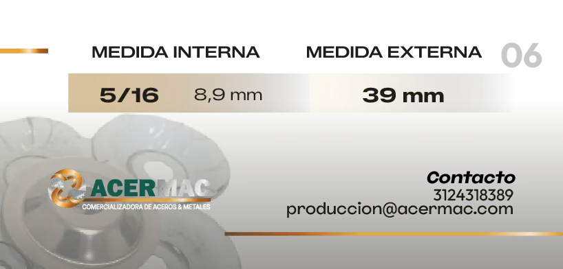Catálogo de información de productos: Fabricación de arandelas cazuela en Bogotá
